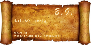 Balikó Ipoly névjegykártya